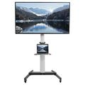 MOWENTA Aluminum Mobile TV Cart for 32 to 83 inch Screens up to 110 lbs LCD LED OLED 4K Smart Flat Curved Panels Heavy Duty Stand with Shelf Locking Wheels Max 600x400 Silver STAND-TV09