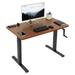 MOWENTA Manual Height Adjustable 43 x 24 inch Stand Up Desk Dark Walnut Solid One-Piece Table Top Black Frame Standing Workstation with Foldable Handle DESK-KIT-MB4D