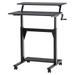 MOWENTA â€“ Crank Adjustable Height Standing Desk 2 Tier Adjustable Sit to Stand up Desk Mobile Standing Desk Rolling Desk â€“ (Black Frame/Black Top) 2T-Crank