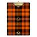 ALAZA Halloween Pumpkin Orange Tartan Buffalo Plaid Clipboards for Kids Student Women Men Letter Size Plastic Low Profile Clip 9 x 12.5 in Silver Clip