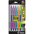 PILOT G2 Premium Refillable .. and Retractable Rolling Ball .. Gel Pens Fine Point .. Purple/Pink/Turquoise/Orange/Lime Inks 5-Pack (31266)