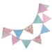 2.5m Pennant Flags Banner Cotton Fabric Floral Bunting Garland 12 Triangle Flags Decoration for Wedding Birthday Baby Shower Prom Anniversary