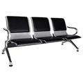 MOWENTA Office Waiting Room Chairs 3-Seat Black PU Leather Reception Guest Chairs for Airport Office Bank Hospital