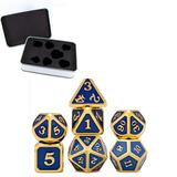 SIEYIO 7 Pcs Metal RPG Polyhedral Dice Grid Style RPG MTG Table Game Dice with Box