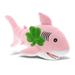 DolliBu Baby Soft Pink Shark Stuffed Animal with Green Plush Shamrock Cute Green Shamrock Plush Fun St Patricks Day Stuffed Animal Shark Good Luck St Patricks Day Toys for Kids Baby - 12 Inches