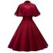Ersazi Short Summer Dresses In Clearance Woman Solid Color Lace Long Dress Cape Stand Collar Shawl Two-Piece Doll Collar Sling Dress Little Black Dress for Women Wine Xxl