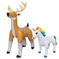 Jet Creations 2-pk Bundle Inflatable Air Stuffed Plush Animal Standing 74 inch Deer Reindeer and 40 inch Unicorn Great for Toy Gift Party Decorations