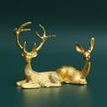 2x Resin Reindeer Sculpture Elk Lover Statue Home Decor for Living Room Bedroom Office Desktop Cabinets TV Stand Fengshui Ornament