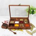 SAI DECORATIVE Beautiful Wooden Masala Box & Spice Jar (12 Square Containers)