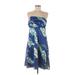 The Limited Cocktail Dress - A-Line Open Neckline Sleeveless: Blue Print Dresses - Women's Size 8