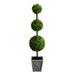 Nearly Natural 45in. UV Resistant Artificial Triple Ball Boxwood Topiary with LED Lights in Decorative Planter (Indoor/Outdoor)