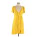 Nanette Lepore Casual Dress - Wrap: Yellow Dresses - Women's Size Large