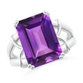 Octagonal Amethyst Split Shank Ring