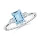 Emerald-Cut Aquamarine and Pear Diamond Three Stone Engagement Ring