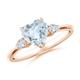 Heart-Shaped Aquamarine and Pear Diamond Three Stone Engagement Ring