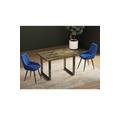 3-Piece Dining Table Set of Tufted Velvet Dining Chairs and Solid Wood Rectangular Table