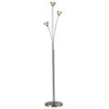 3 Light Floor Lamp Satin Nickel Finish Clear Glass Shades