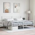 Metal Bed Frame with Headboard and Footboard White 180x200 cm Super King
