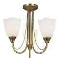 Semi Flush Ceiling Light Antique Brass & Glass 3 Bulb Dimmable Pendant Shade
