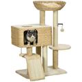 95cm Cat Tree Tower with Scratching Posts, Cat House, Toy Ball, Platform - Beige