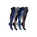 4 Pairs Extra Warm Long Knee High Colourful Wool Blend Ski Socks