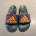 Adidas Shoes | Adidas Women’s Adilette Slide Sandals - Multicolored Flower Pattern - Size 8 | Color: Green/Orange | Size: 8