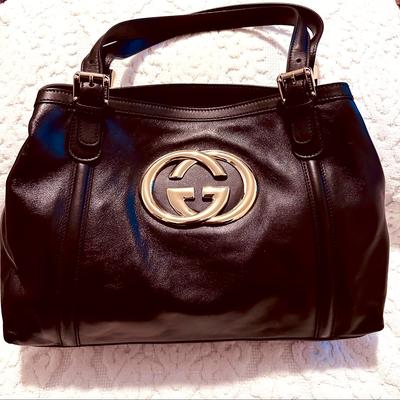 Gucci Bags | Gucci | Handbag | Gucci Britt Double Strap Shoulder Bag | Color: Black/Gold | Size: Approximately 15” X 10” X 4” Handle Drop 6”