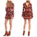 Free People Dresses | Free People Tegan Floral Bell Sleeve V-Neck Cut Black Red Dress Size 0 | Color: Black/Red | Size: 0