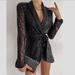 Zara Dresses | Last 1! Zara Black Sequin Wrap Blazer Dress | Color: Black | Size: Various