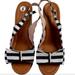 Kate Spade Shoes | Kate Spade Boardwalk Wedge Slingback Sandal Sz 9 | Color: Blue/White | Size: 9