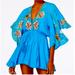 Free People Dresses | Free People Cora Embroidered Minidress Turquoise | Color: Blue/Green | Size: Xs