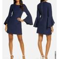 Lilly Pulitzer Dresses | Lilly Pulitzer Kayla Stretch Bell Sleeve Leaf Print Dress Dress Navy Size 00 New | Color: Blue | Size: 00