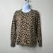 J. Crew Sweaters | J. Crew 100% Cashmere Leopard Print Crew Neck Sweater Women's Xs | Color: Black/Tan | Size: Xs