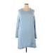 Active Life Casual Dress - Shift Scoop Neck Long sleeves: Blue Print Dresses - Women's Size 2X-Large