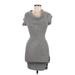 JouJou Casual Dress - Sweater Dress Cowl Neck Short sleeves: Gray Print Dresses - Women's Size Small