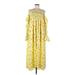 WeWoreWhat Casual Dress - Midi Open Neckline 3/4 sleeves: Yellow Floral Dresses - Women's Size Medium