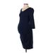 Liz Lange Maternity for Target Casual Dress - Sheath V-Neck 3/4 sleeves: Blue Print Dresses - Women's Size X-Small