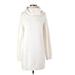 Lou & Grey for LOFT Casual Dress - Sweater Dress High Neck Long sleeves: Ivory Solid Dresses - Women's Size Small