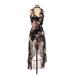 White House Black Market Casual Dress - Midi Plunge Sleeveless: Black Print Dresses - Women's Size 00