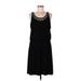 White House Black Market Cocktail Dress Scoop Neck Sleeveless: Black Solid Dresses - Women's Size Large