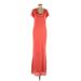 ASOS Casual Dress - Formal Cowl Neck Short sleeves: Orange Print Dresses - Women's Size 12