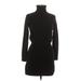 Theory Casual Dress - Mini Turtleneck Long sleeves: Black Solid Dresses - Women's Size Large