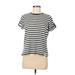 MICHAEL Michael Kors Short Sleeve T-Shirt: Silver Stripes Tops - Women's Size Medium
