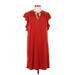 MICHAEL Michael Kors Casual Dress - Shift Tie Neck Short sleeves: Red Solid Dresses - Women's Size Medium