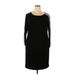 Xscape Casual Dress - Sheath Crew Neck Long sleeves: Black Print Dresses - New - Women's Size 16