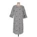 Ces Femme Casual Dress - Shift Crew Neck 3/4 sleeves: Gray Print Dresses - Women's Size Medium