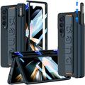 NINKI S Pen Holder Case Compatible Samsung Galaxy Z Fold 4 Case with Magnetic Hinge Protection & Wristband,Blue Shockproof PC Frame Full Body Protective Cases for Galaxy Fold 4 Screen Protector Case