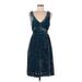 Moulinette Soeurs Cocktail Dress - Party V Neck Sleeveless: Blue Dresses - Women's Size 8