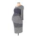 Motherhood Casual Dress - Sheath: Blue Print Dresses - Women's Size Large Maternity