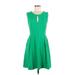 Cynthia Rowley TJX Casual Dress - A-Line Keyhole Sleeveless: Green Solid Dresses - Women's Size Medium